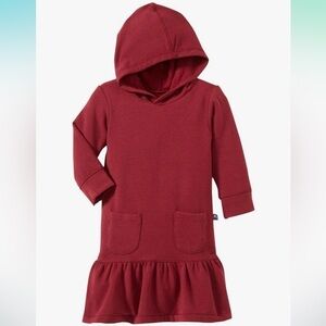 Kickee Pants Girl’s Fleece Hooded Dress Bamboo Organic Cotton Sz Large 10/12 Red